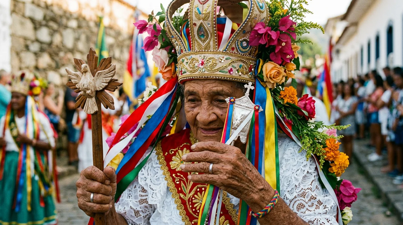 Detalhe de fantasia da Festa do Divino Espírito Santo